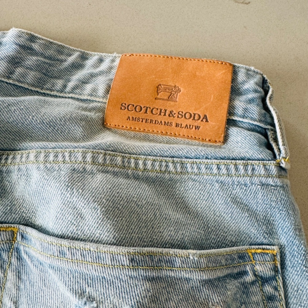 Scotch & Soda Light Blue Denim Button-Fly Shorts – Size 32 - Picture 9 of 14